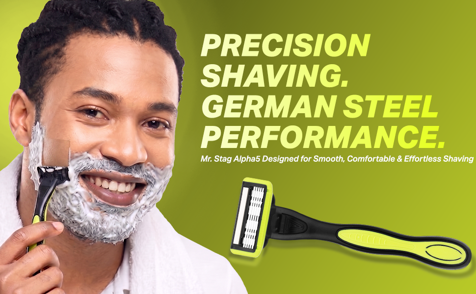 Mr. Stag Alpha5 Germany Steel Blade Shaving Razor for Men (Pack of 1) detail